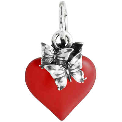 Giovanni Raspini Red Butterflies Heart Charm