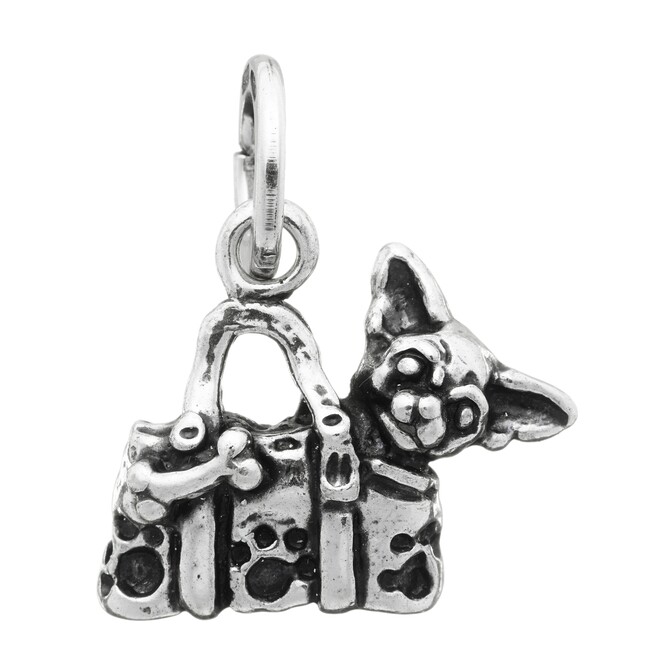Giovanni Raspini Silver Charm Dog in the bag