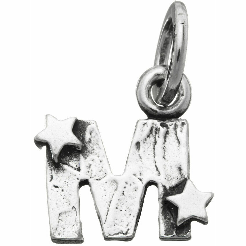 Giovanni Raspini Silver Charm Letter M with stars