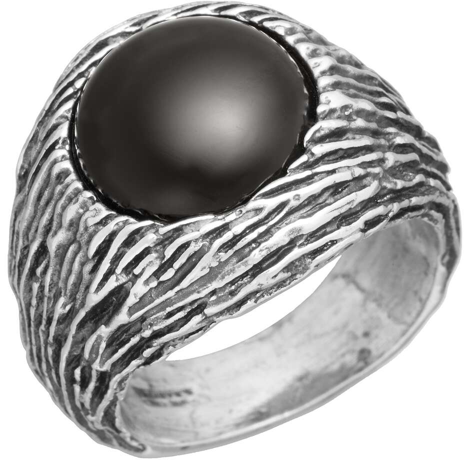 Giovanni Raspini silver ring with onyx graffiti
