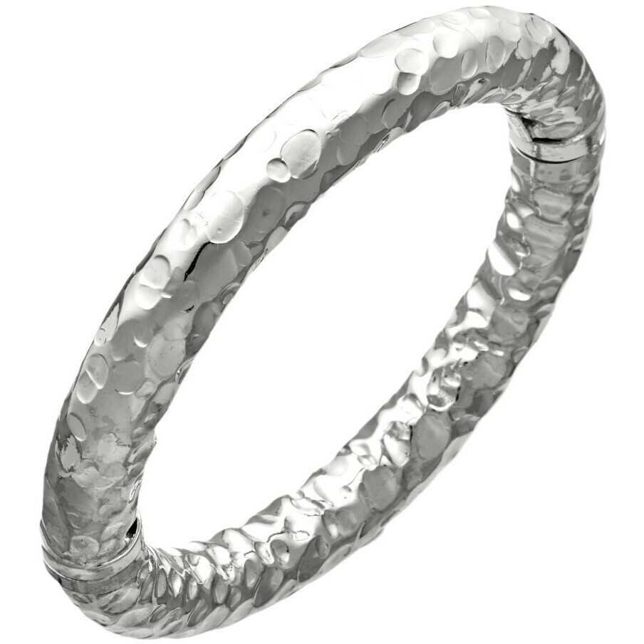 Giovanni Raspini Stone large bangle in hammered silver
