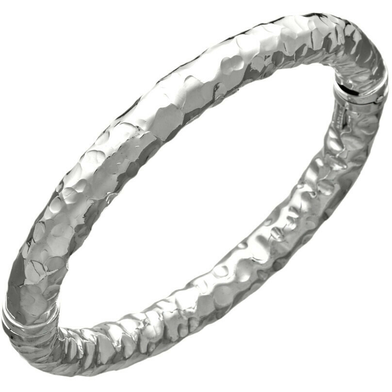 Giovanni Raspini Stone medium bangle in hammered silver