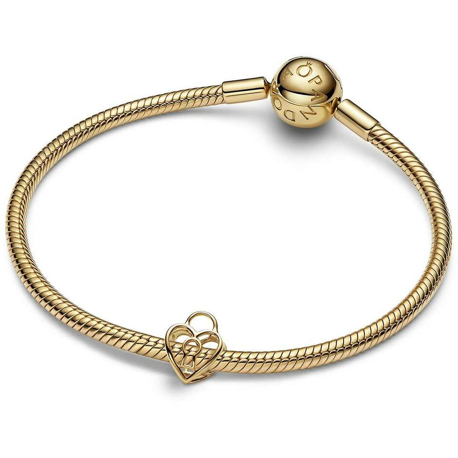Gold Plated Openwork Heart Lock Charm