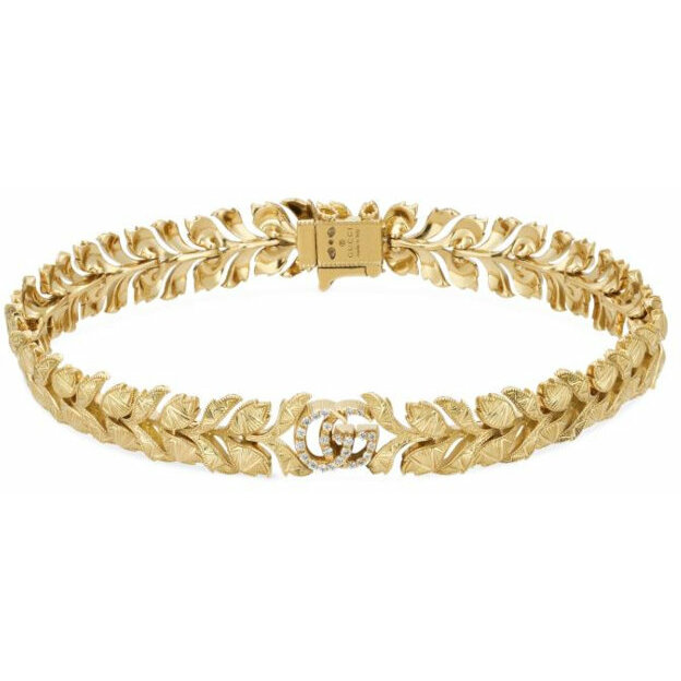 Gucci Flora Bracelet in Rose Gold GG with Diamonds