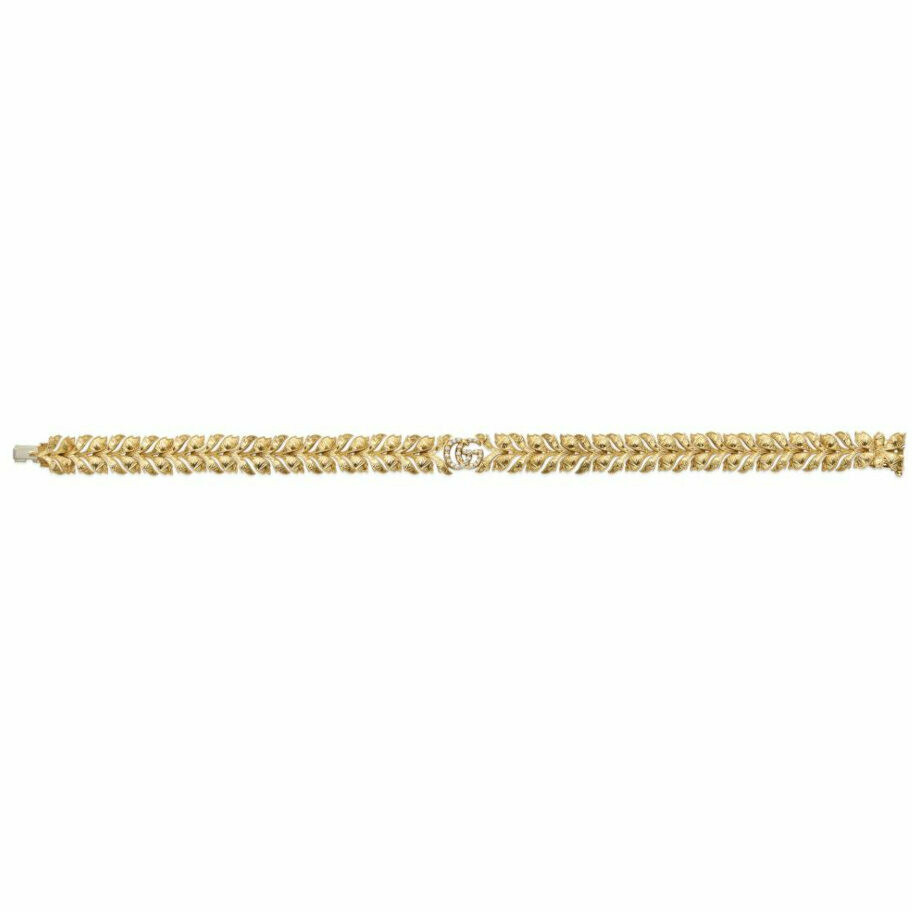Gucci Flora bracelet in yellow gold and diamonds with GG detail