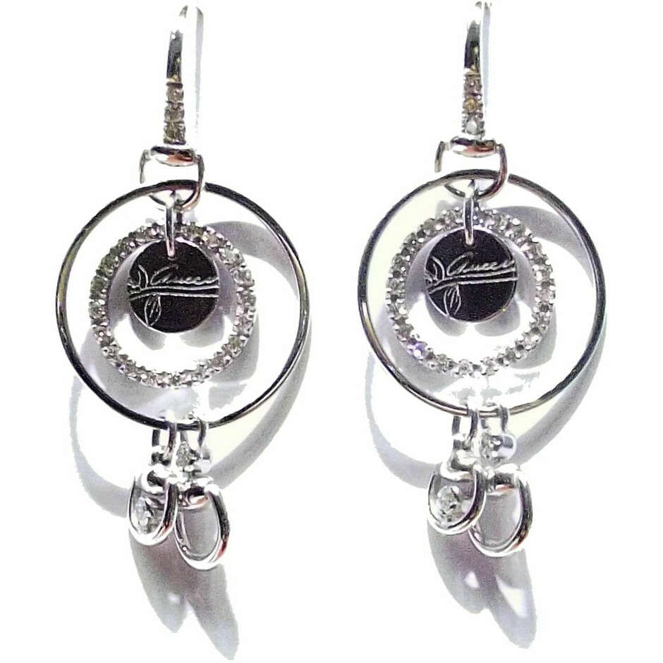 Gucci Flora white gold and diamond hoop drop earrings