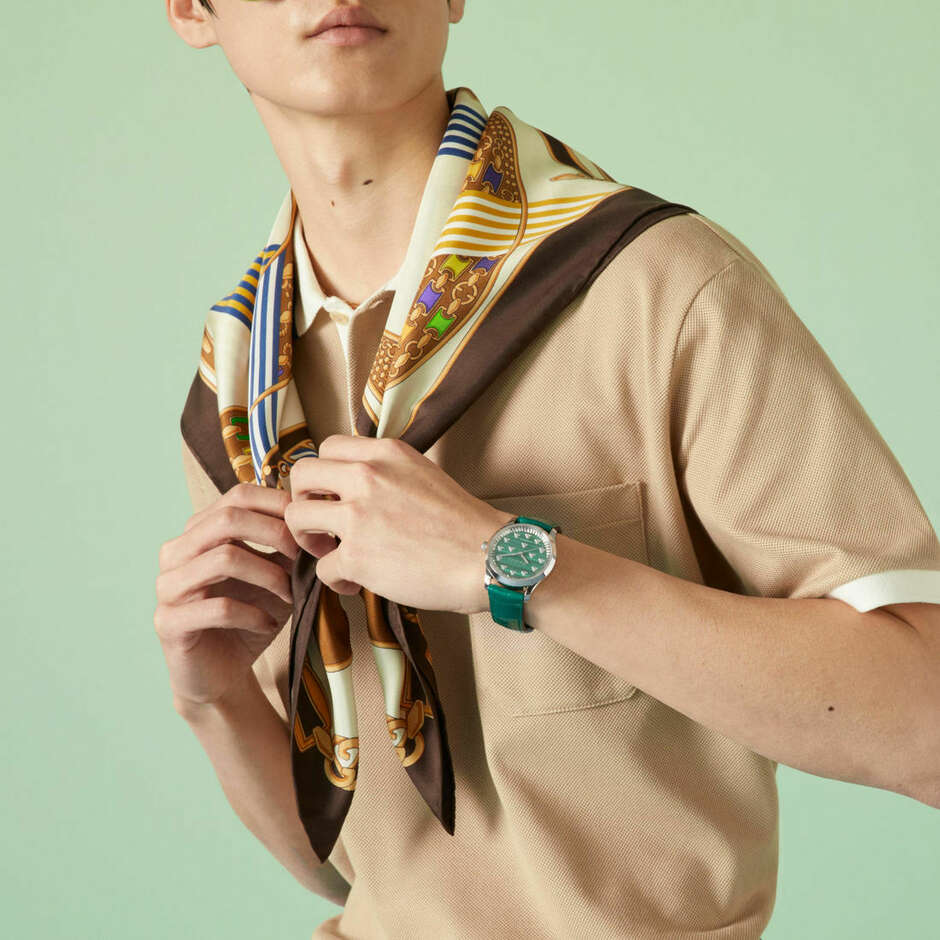 Gucci G-Timeless multibee automatic malakite green watch