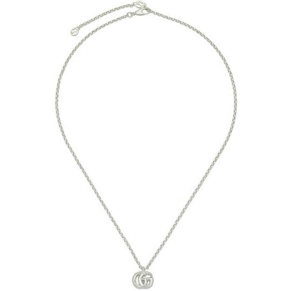 Gucci GG Marmont necklace in silver with double G pendant 42cm