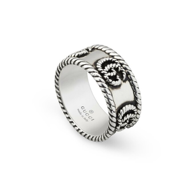 Gucci GG Marmont silver band ring with double G