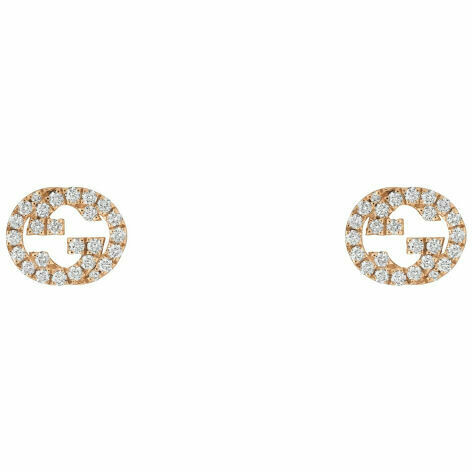 Gucci Interlocking G earrings in rose gold and diamonds