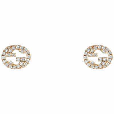 Gucci Flora 18K Stud Earrings with Double G, Yellow Gold, Yellow Gold