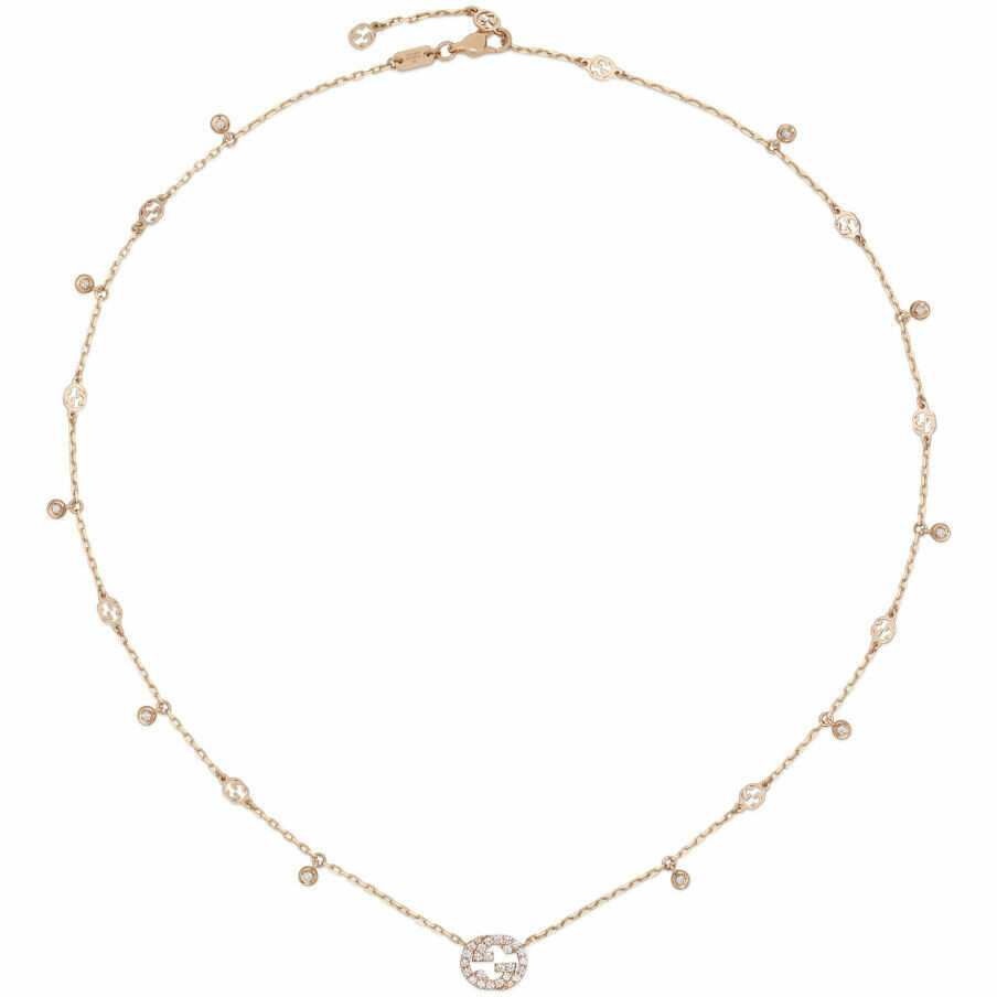 Gucci Interlocking G necklace in rose gold and diamonds