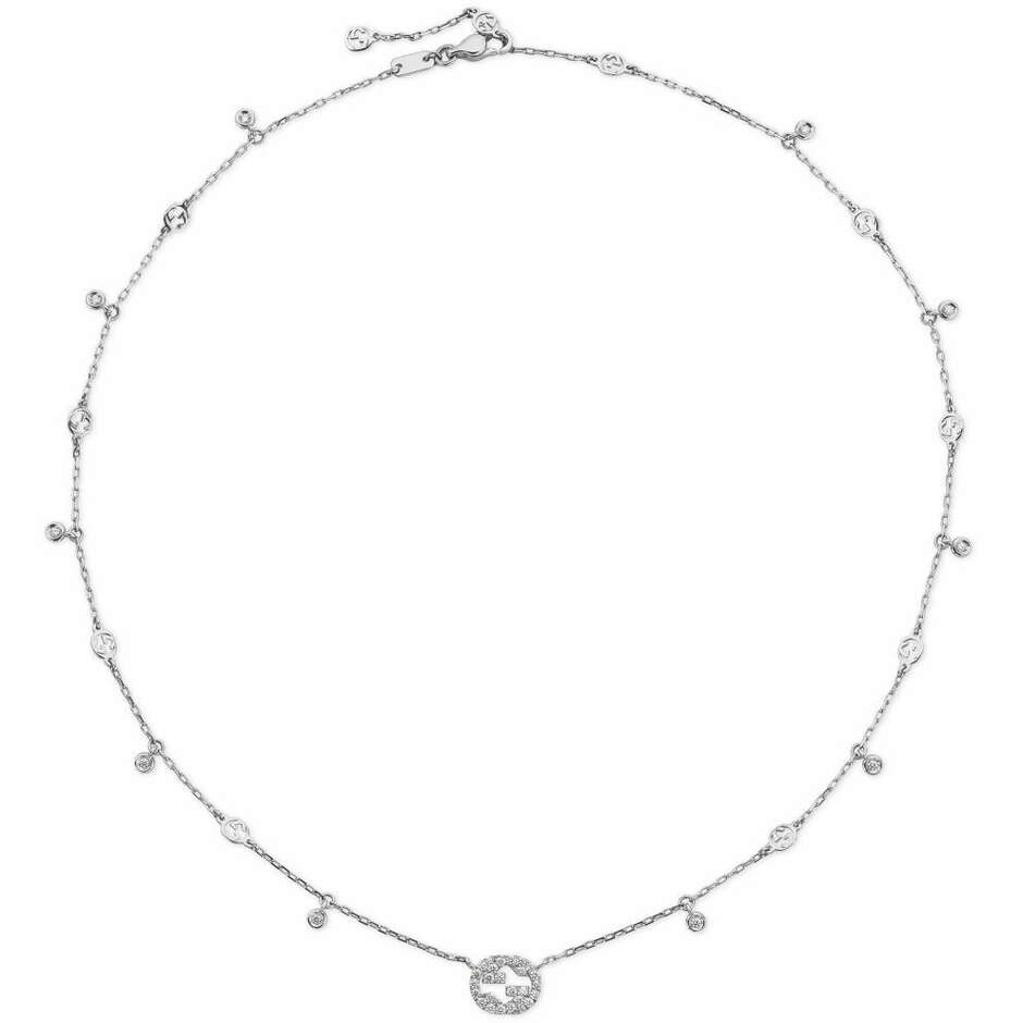 Gucci Interlocking G necklace in white gold and diamonds