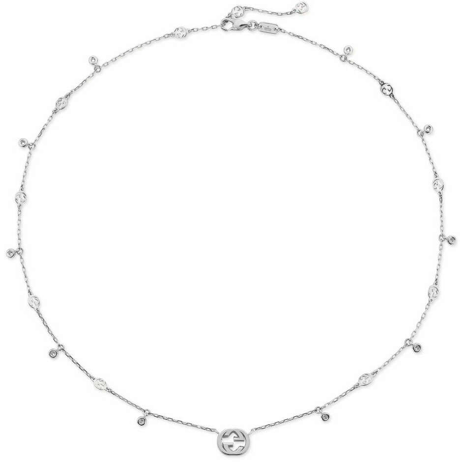 Gucci Interlocking G necklace in white gold and diamonds