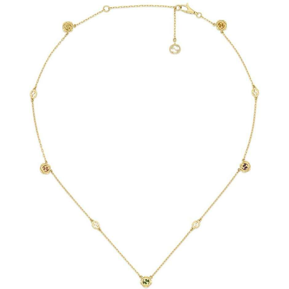Gucci Interlocking G necklace in yellow gold with amethyst citrine tourmaline beryl