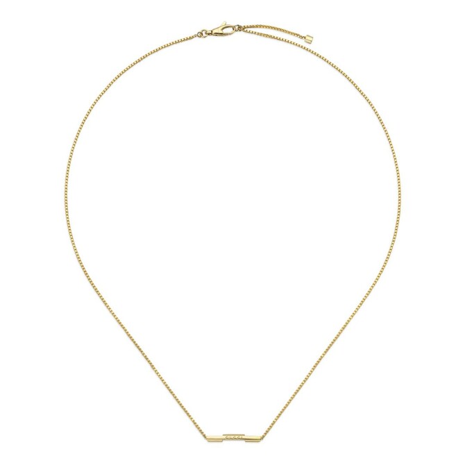 Gucci Link to Love necklace in yellow gold with Gucci bar