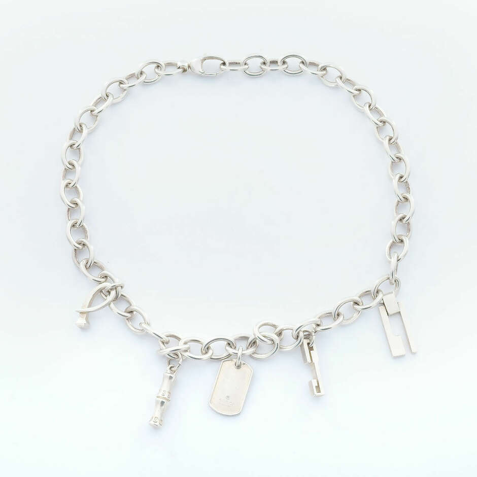 Gucci silver chain necklace with pendants