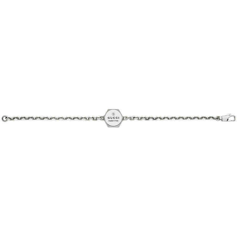 Gucci Trademark bracelet in silver with central hexagonal