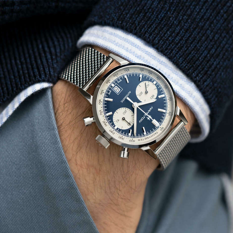 Hamilton Intra-Matic Blue Automatic Chronograph Watch