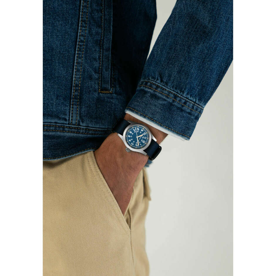 Hamilton Khaki Field manual winding watch with blue dial