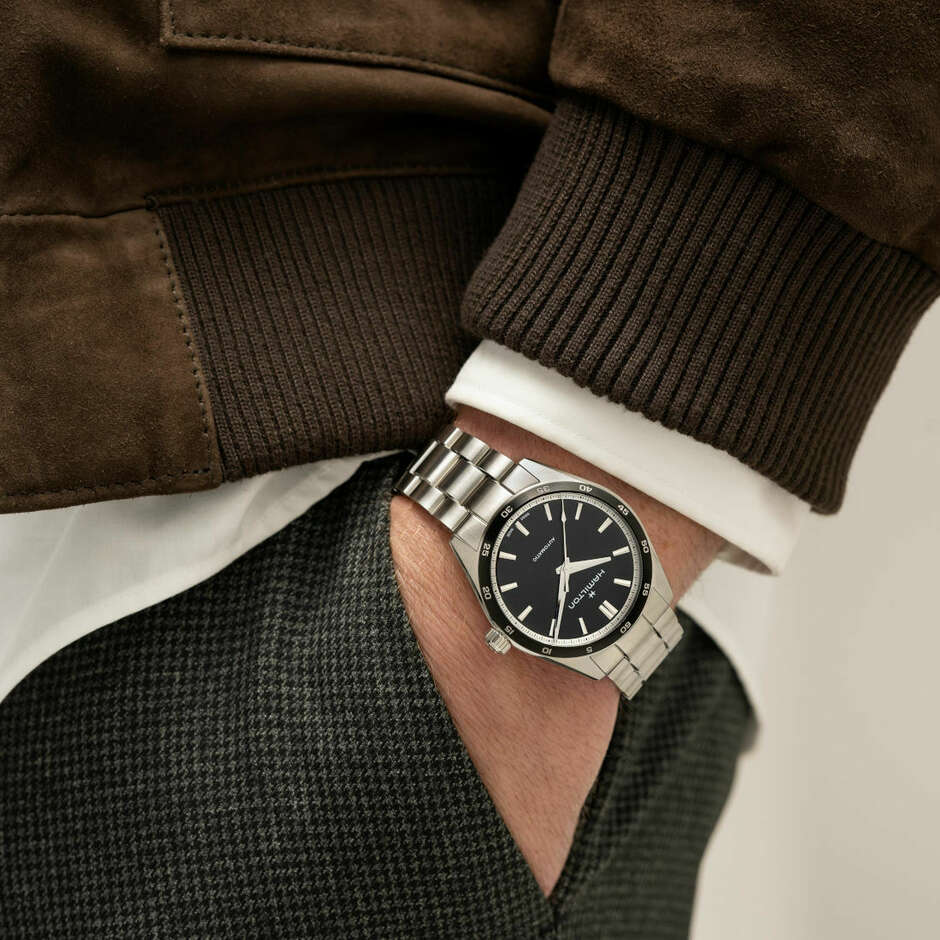 Hamilton Performer men's watch in steel with black dial