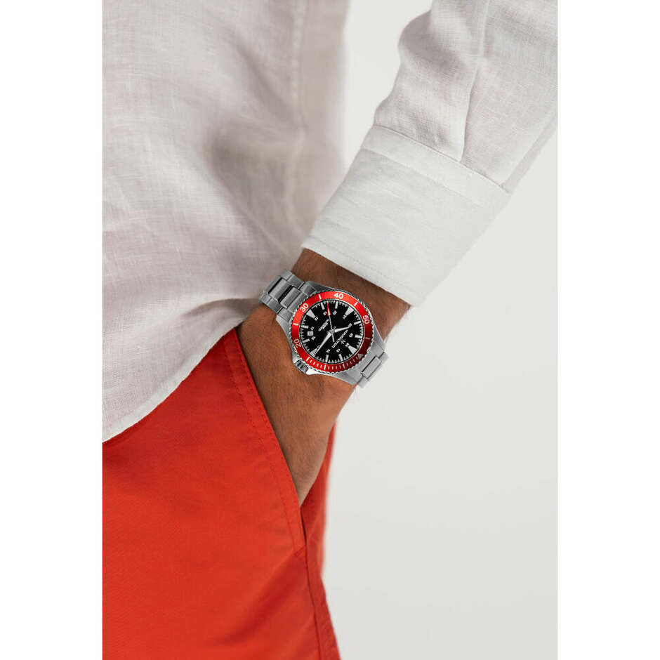 Hamilton Scuba automatic watch with red bezel