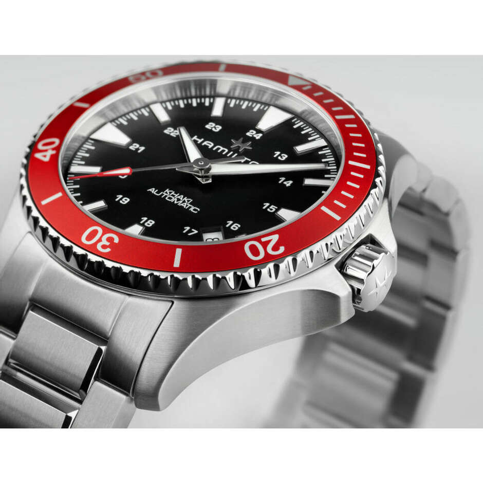 Hamilton Scuba automatic watch with red bezel