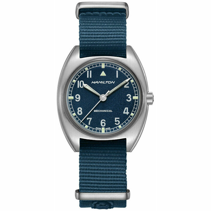 Hamitlon Khaki Aviation Pilot Pioneer hand-wound blue watch