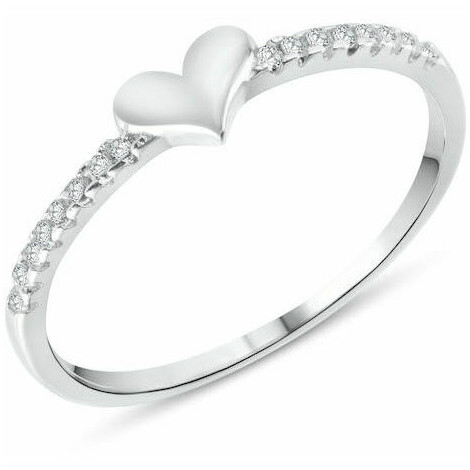 Heart ring in silver and zirconia