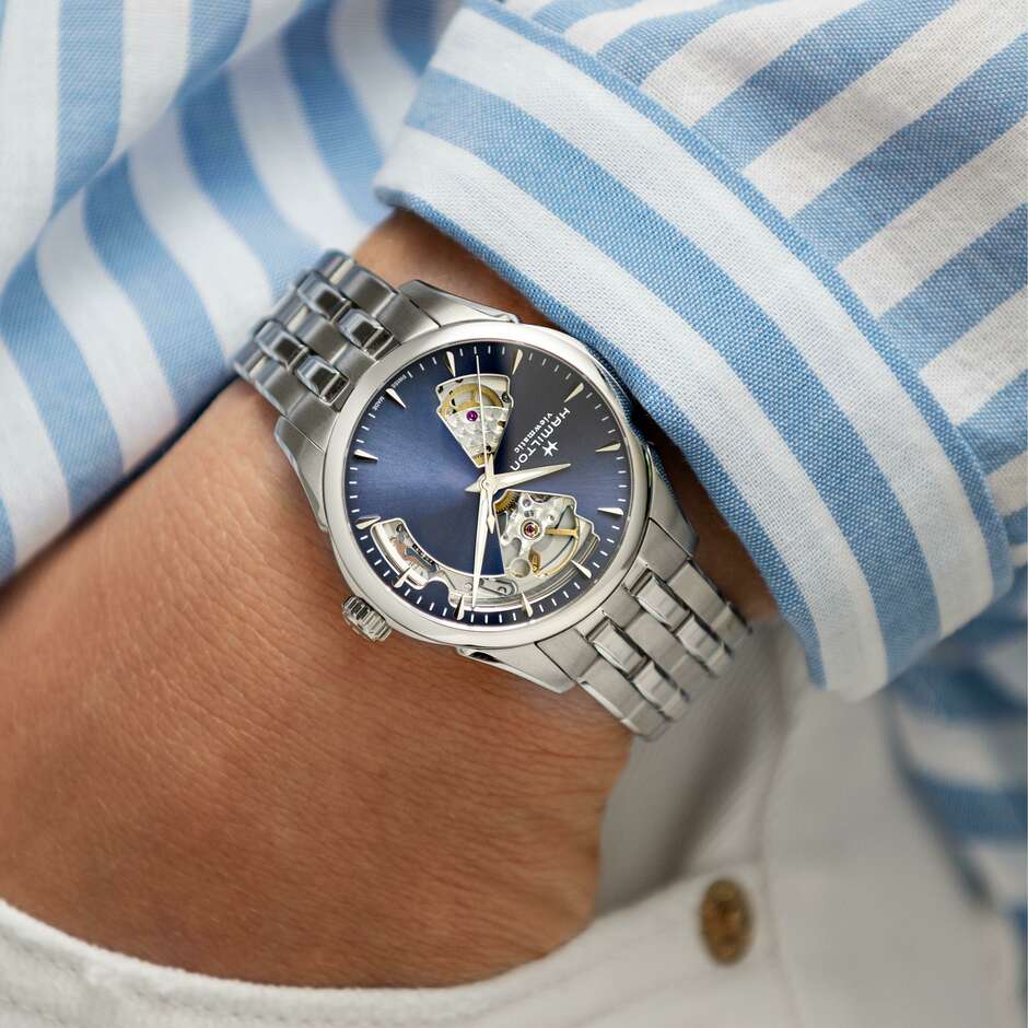 Jazzmaster Automatic Watch Open Heart Lady blue dial