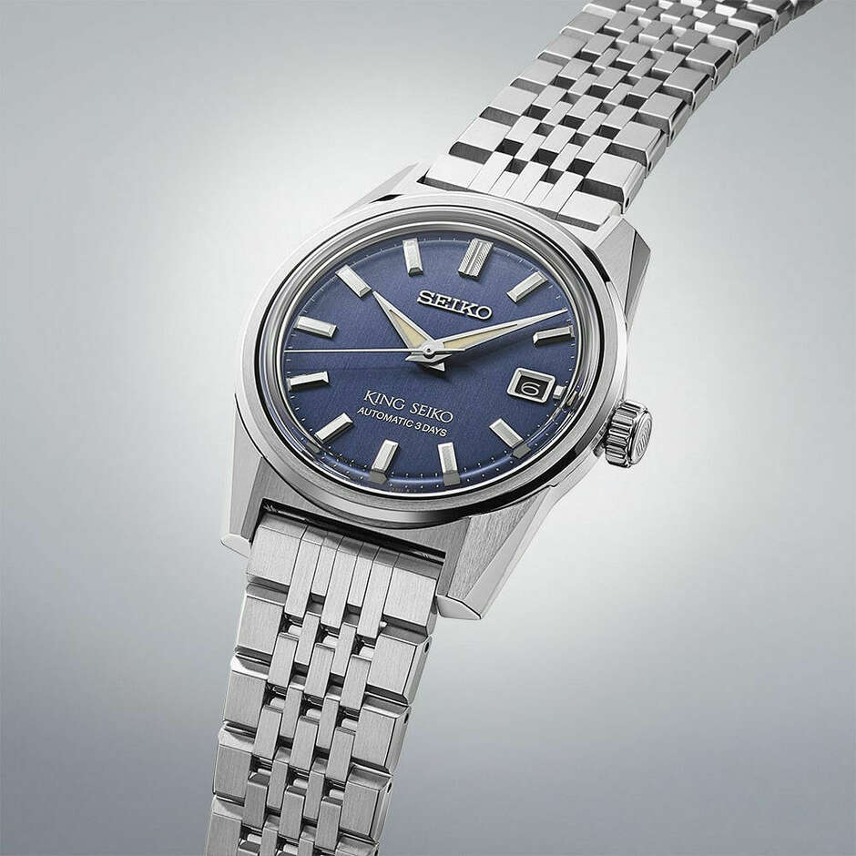 King Seiko automatic steel blue dial watch