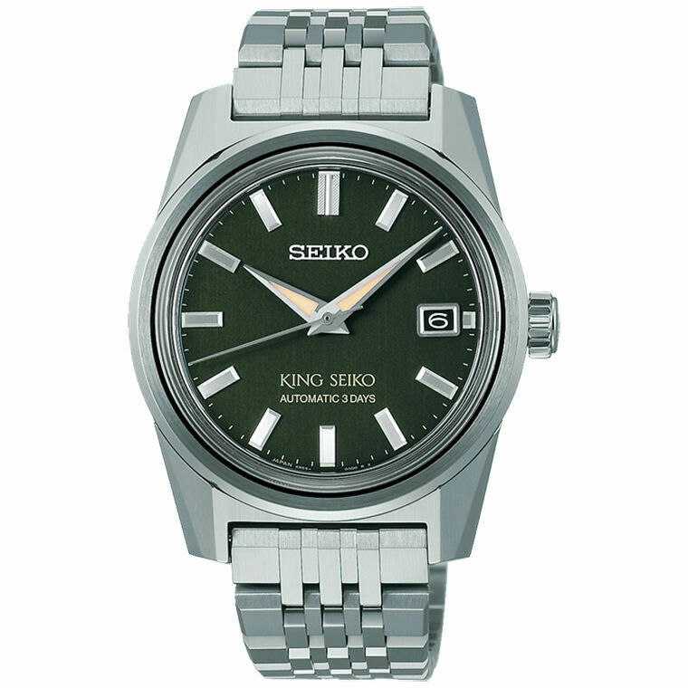 King Seiko automatic watch in steel with green dial