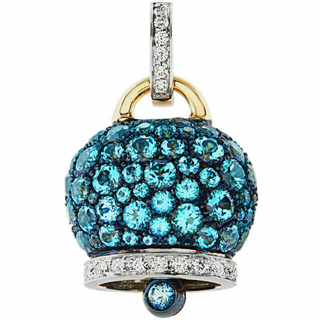 Large Chantecler Campanella pendant in gold diamonds and paraiba