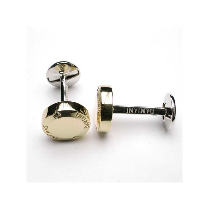 Men's shirt cufflinks in white yellow gold and Damiani diamonds