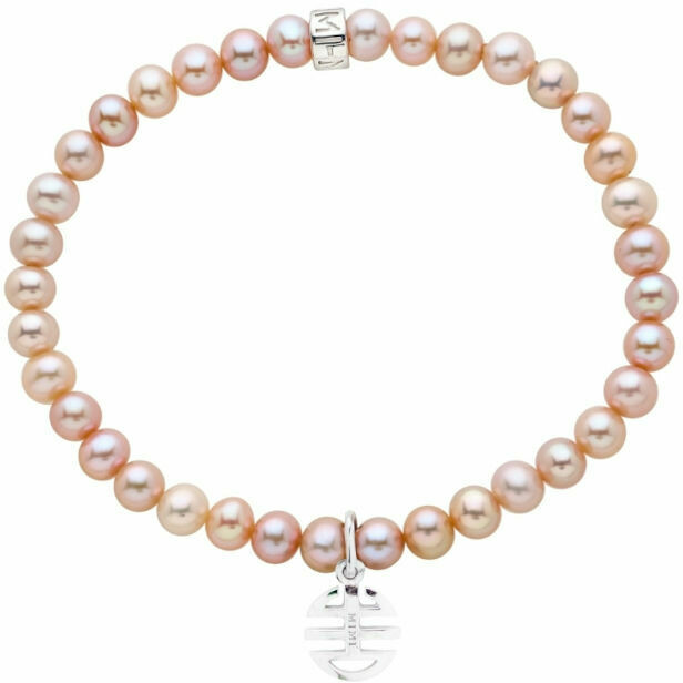 Mimi elastic bracelet with 5-6 mm purple pearls and tuttibene charm