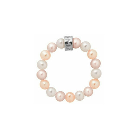 Mimi Elastica ring with 4 mm multicolor pearls
