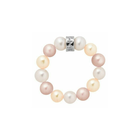 Mimi Elastica ring with 5 mm multicolor pearls