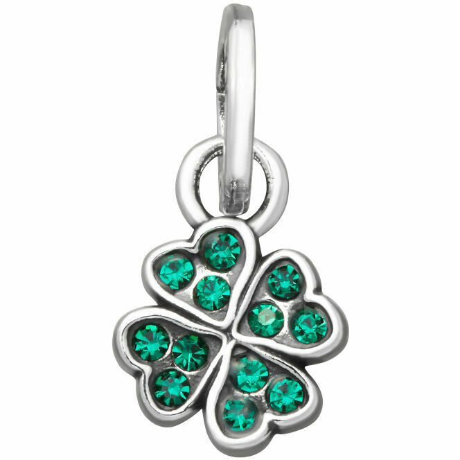 Mini Charm Giovanni Raspini Four Leaf Clover Crystal Green