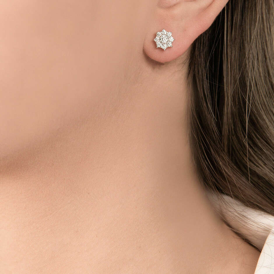 Mirco Visconti earrings in white gold and flower-shaped diamonds