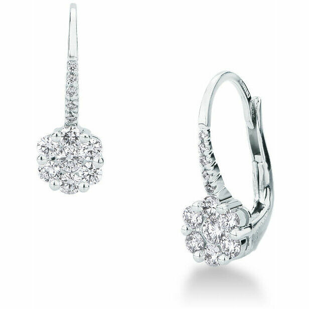 Mirco Visconti flower lever earrings in white gold and diamonds