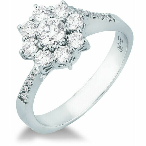 Mirco Visconti flower-shaped ring in white gold and diamonds