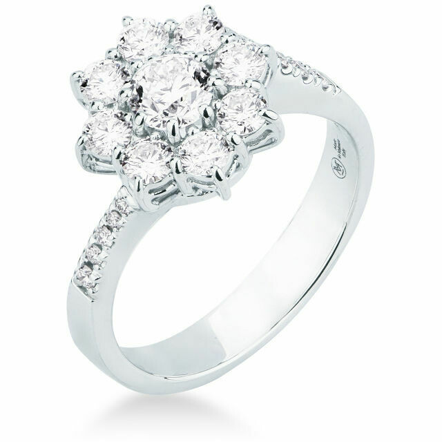 Mirco Visconti flower-shaped ring in white gold and diamonds