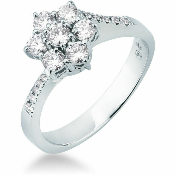 Mirco Visconti flower-shaped ring in white gold and diamonds