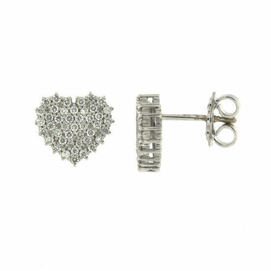 Mirco Visconti heart earrings in white gold and diamonds
