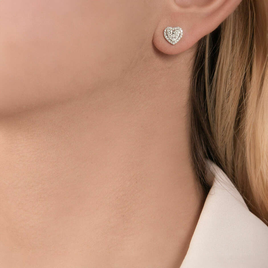 Mirco Visconti heart earrings with diamond pavé