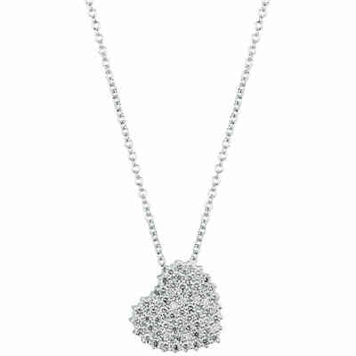 Mirco Visconti heart necklace in white gold and diamond pave