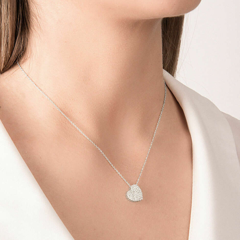 Mirco Visconti heart necklace in white gold and pave diamonds