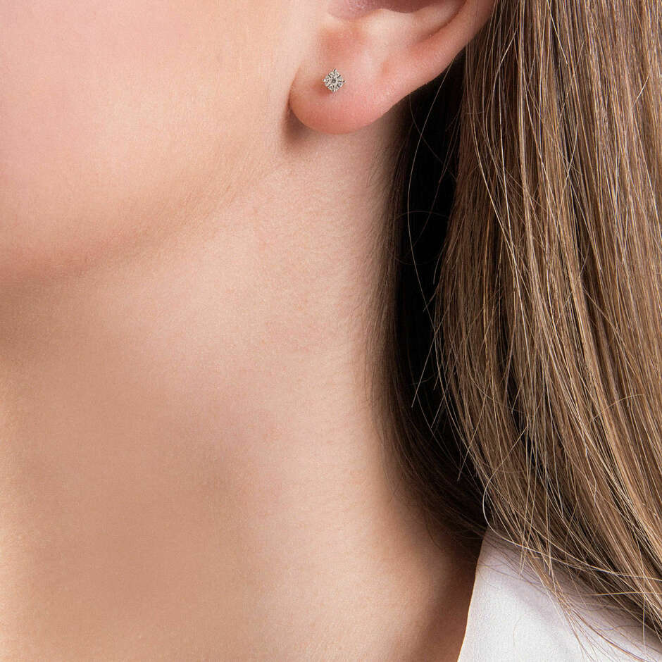 Mirco Visconti light point lobe earrings in white gold and diamonds