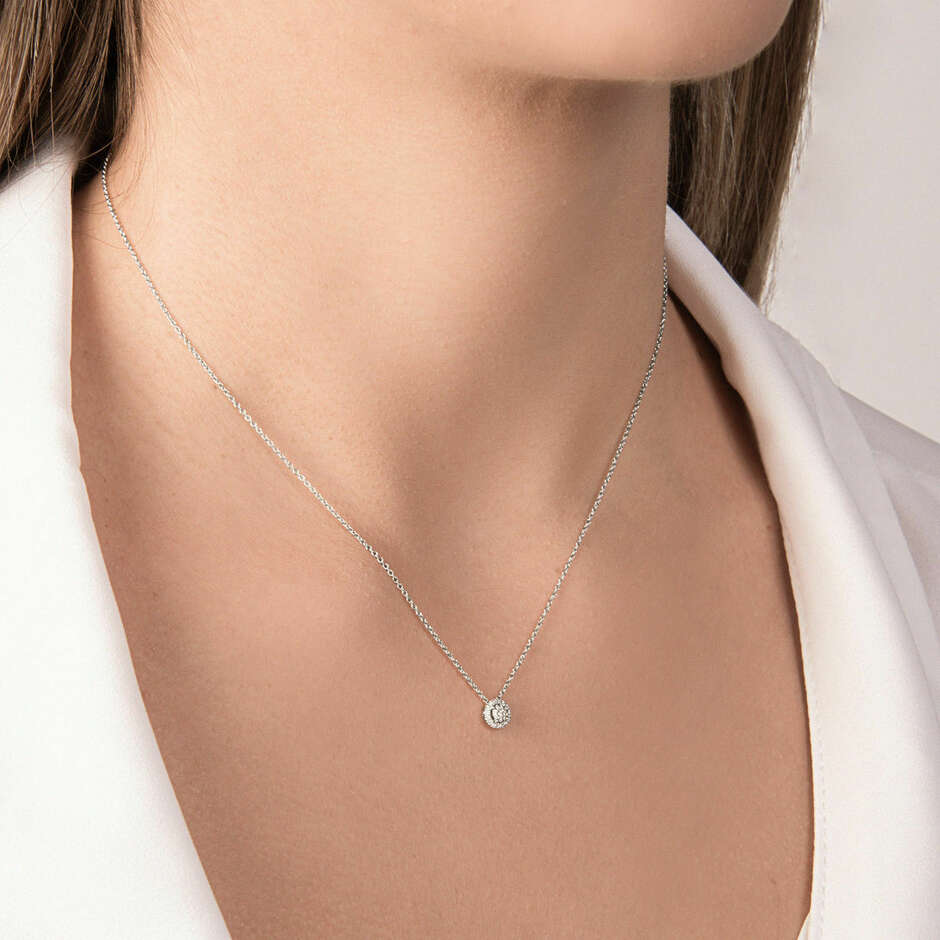 Mirco Visconti light point necklace in white gold and pave diamonds