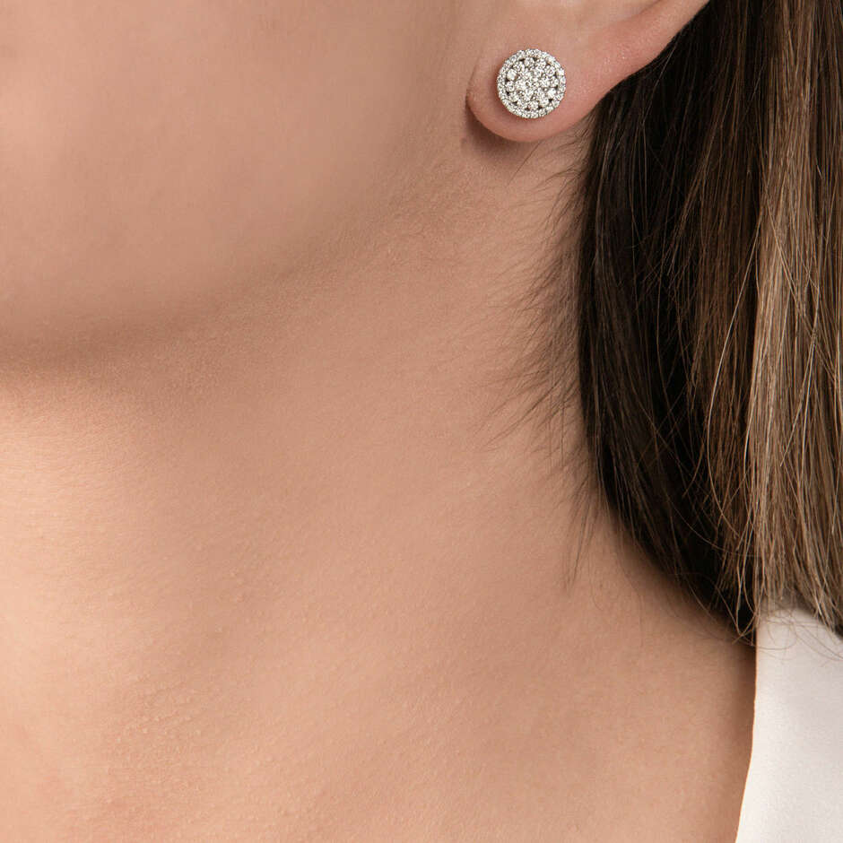 Mirco Visconti lobe earrings in gold and pave diamonds